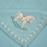 Rocking Horse Text Knit Blanket in Cotton