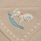 Rocking Horse Text Knit Blanket in Cotton