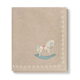 Rocking Horse Text Knit Blanket in Cotton