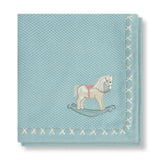 Rocking Horse Text Knit Blanket in Cotton