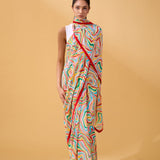 Waves Sari in Chiffon - Multicolour