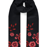 Corner Floral Scarf with Macrame Tassel in Cashmere Silk