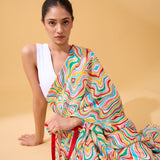 Waves Sari in Chiffon - Multicolour