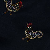 Rooster Motif in Cashmere