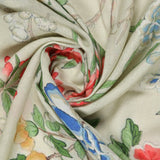 Parrots and Butterfly Print in Wool Silk