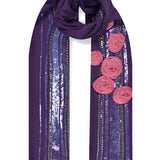 Stripe with Rose in Cashmere Silk