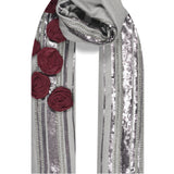 Stripe with Rose in Cashmere Silk